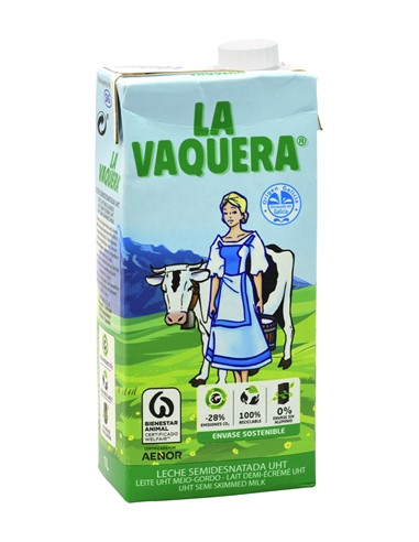 LA VAQUERA LECHE SEMIDESNATADA 1 L