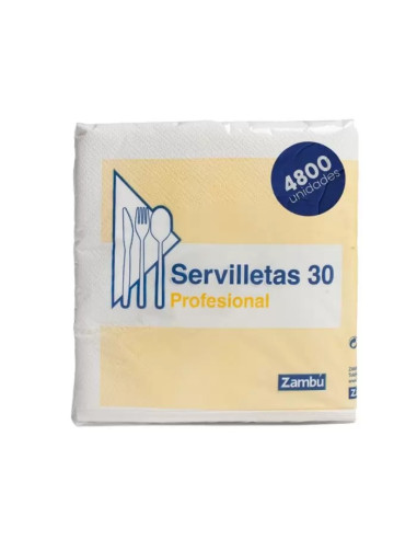 ZAMBÚ SERVILLETA BLANCA 1 CAPA 30X30 100 UND